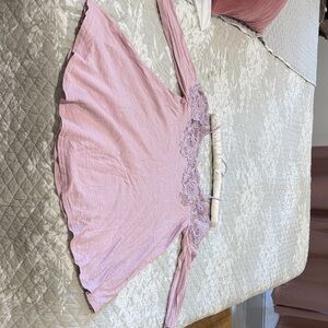 Meadow Rue by Anthro Pink Lace off the shoulder Detail Top